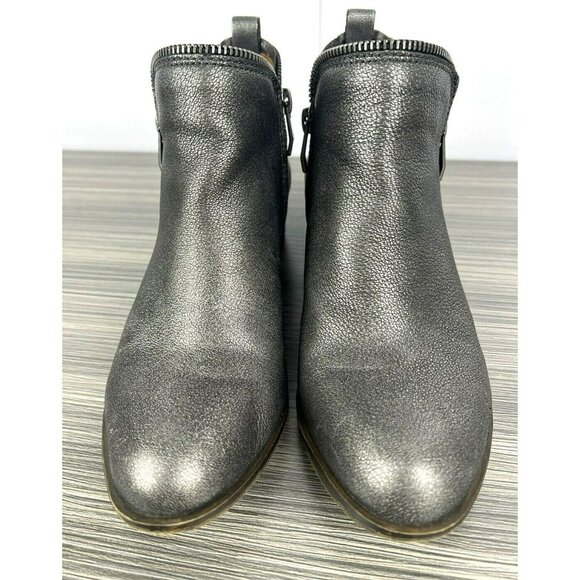 Vince Camuto Women Bootie Size 6 Bristin Low Heel Leather Bootie Exposed Zipper - Picture 2 of 10